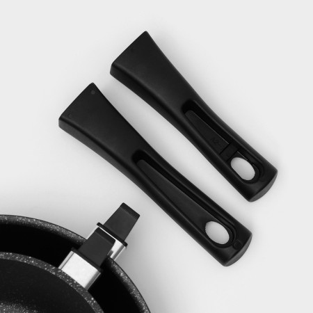 A set of kitchen utensils “Marble No. 3”, 6 objects, a lid, a removable handle, anti -stick coating, color dark marble-12