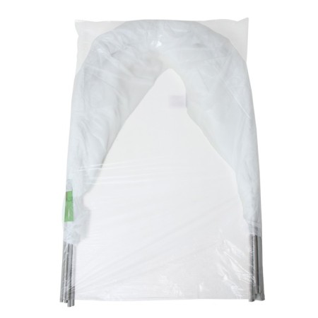 The greenhouse is stitched, length 6 m, 7 arcs of plastic, arc l = 3.3 m, d = 16 mm, spanbond 40 g/m²-4
