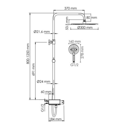 The shower system wasserkraft a113.16.059.ch Thermo, tropical shower, thermostat, chrome-2