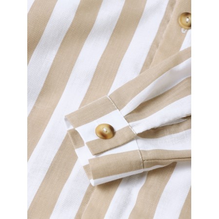 Shirt for a boy, minku: eco style, beige color/strip, height 128 cm-2