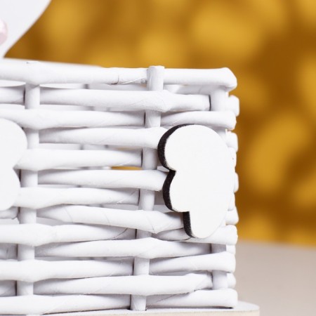 Basket wicker from the vine "cat" 12.5x9x16.5 cm MDF, white-pink-4