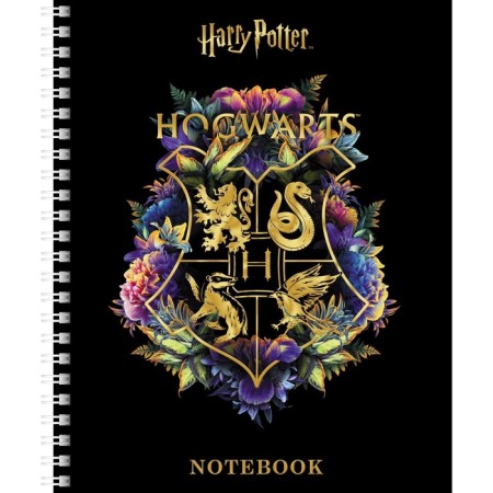 Notebook of 48 sheets in the cage on the crest "Harry Potter", covered cardboard, matte lamination, 3D foil, offset block, 4 types of mix-4