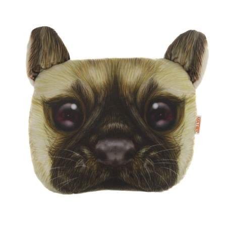 Pillow on the headrest Matech Animals Line, pug, 30 x 25 x 10 cm, brown, beige-2