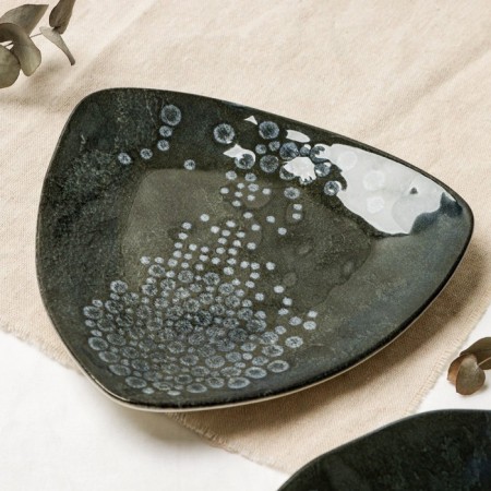 Ceramic plate "Stone", 18 x 18 cm, dark gray color-2