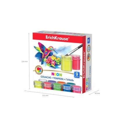 Gouache 9 colors x 20 ml, erykrause neon, neon, in cardboard packaging-5