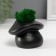Concrete Kashpo "Mushroom" with moss 10x8x6.5 cm black (moss green stabilized)