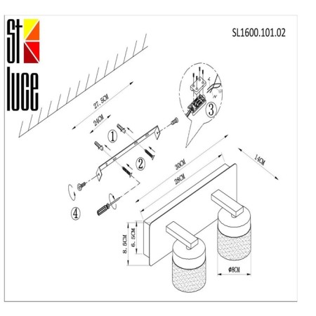 Wall lamp ST LUCE. SL1600.101.02. 2x5 W, LED, 4000K, 680 LM, 30x8.5 cm, chromium color-12