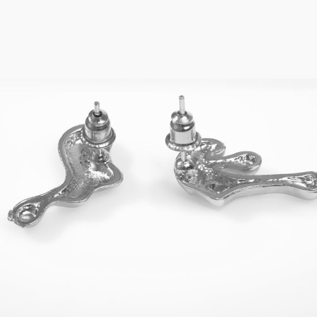 Earrings Metal "melting" drops, color silver-2