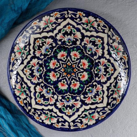 Largan Rishtan ceramics "Flowers", 32 cm, blue-6