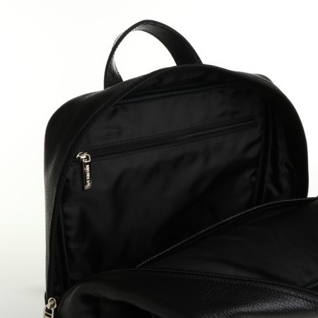 City backpack made of genuine leather with lightning, igermann, black color-3