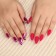 Patch nails, 12 pcs, with adhesive plates, almond shape, matte/chrome, red, pink
