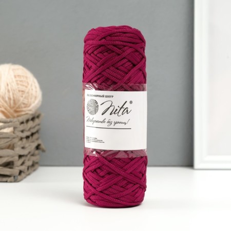 Knitting cord 100% polyester, width 3 mm 100m (plum)