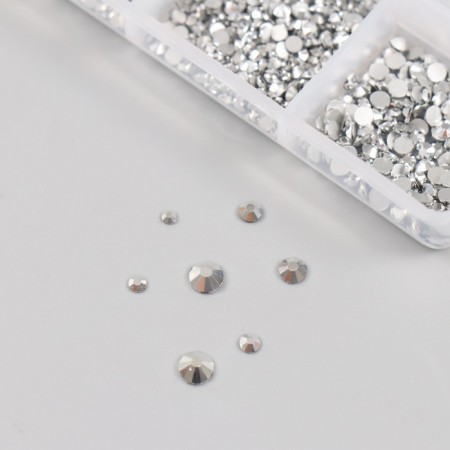 Decor for creativity Glass "Rhinest. Silver" d = 2-4.8 mm nr 1188 pcs 6x8x1.5 cm-2
