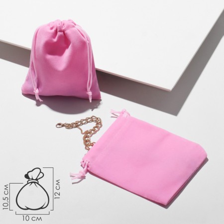 Velvet bag, 10 × 12 cm, pink color