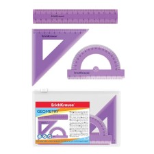 Geometric Erichkrause Standard, plastic, small (ruler, square, transporter), lilac, in the ZIP package