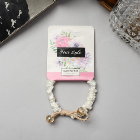 Hair elastic band "Junette" 5 cm, milk