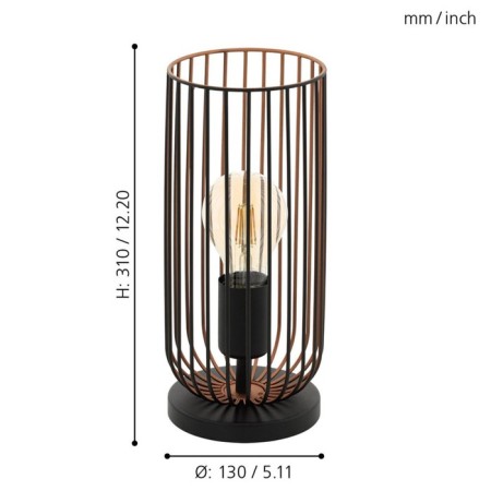 Roccamena desktop 60W E27, black, copper-2