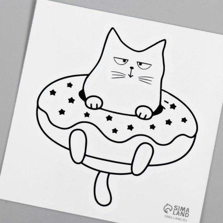Tattoo on the body Black "Cat Donut" 6x6 cm-5