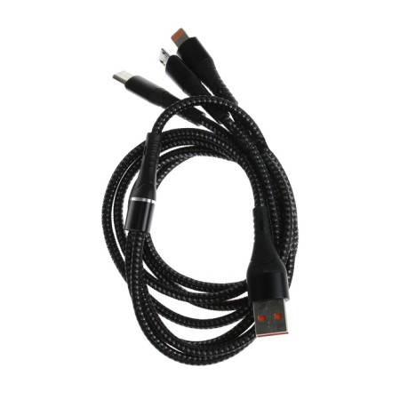 Cable 3 in 1, microUSB/type -C/Lightning - USB, 3 A, 1.25 meters, black-2