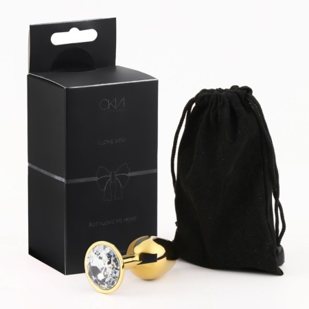 Anal traffic jam-hoods, gold, transparent crystal, d = 27 mm-4
