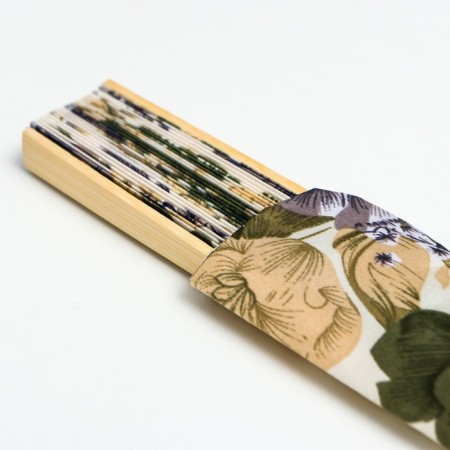 Fan bamboo, textile h = 21 cm "flowers" with a cover, beige-7