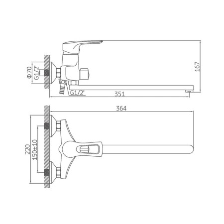 Accoona A7107B bath mixer, single -leaf, silumin, chrome-8