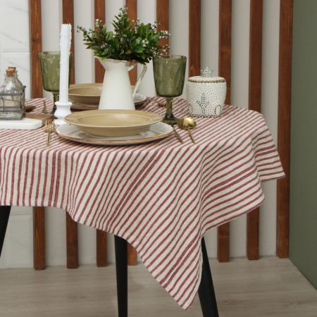 The tablecloth of Ethel "Stripes", col. Red, 76x76 cm, 100% HL-6