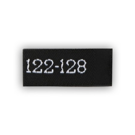 Textile strip "122-128", 5 x 1.1 cm, black color-2