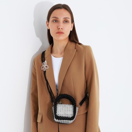Bag-clate on magnet, long belt, white color-5