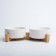 Double ceramic bowls on a stand of 2 x 450 ml 28.5 x 15.5 x 7 cm, white