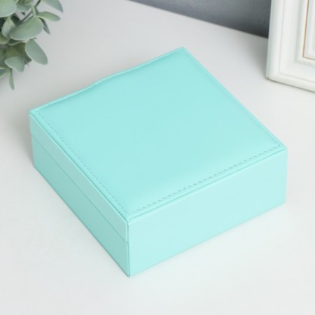 Casket to the leatherette for jewelry "Yidili. Square" turquoise 5x12x12 cm-3