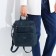 Women's backpack of artificial leather with lightning, 2 pockets, blue color