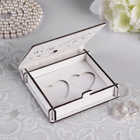 Casket for Ring "Khokhloma", white, 10x9.5x2.6 cm-1