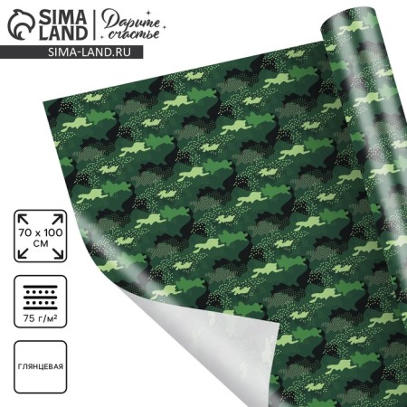 Paper packaging gloss "Camouflage", 70 x 100 cm