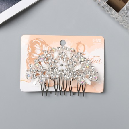 Hair crest "Judy" Flower, 8x6 cm, silver-1