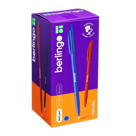Ballic handle 0.7 mm, metallic, blue ink-12