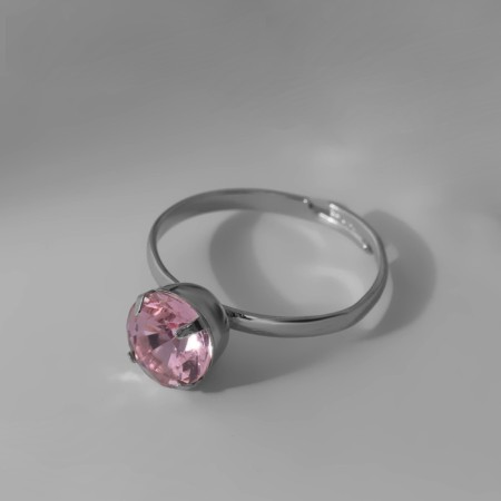 Ring "Wealth" single, pink color in silver, dimensionless-4