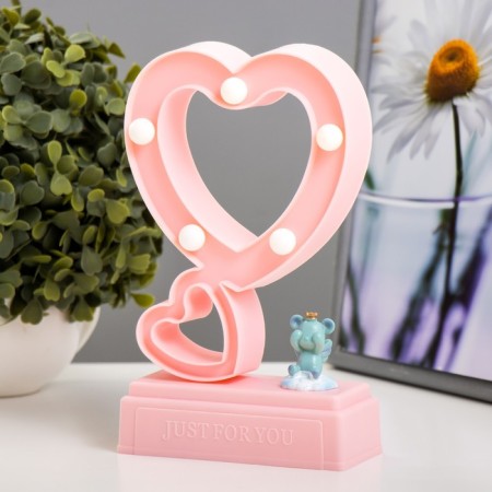 Ночник "Сердца" 5хLED 4000К 2хАА розовый 20х12х5,5см RISALUX-1