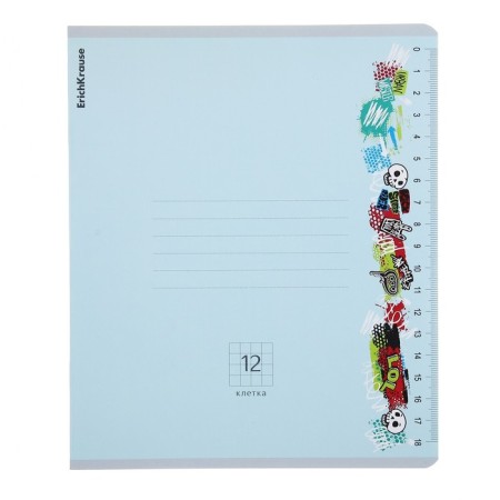 Notebook of 12 sheets in the Erichkrause "Ruler Hobby", the cover coated cardboard, an offset block 100%, mix-7