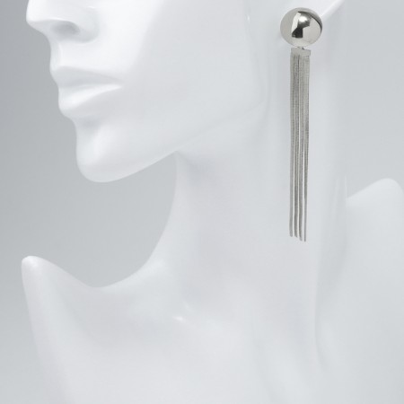 Hanging earrings "Waterfall" 4 threads mini, color silver-3