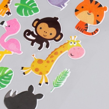 Plastic sticker "Animals in the tropics/on a farm" with sparkles 14x25 cm-2
