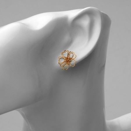 Earrings Metal "Flower" Heart, Color Gold-3
