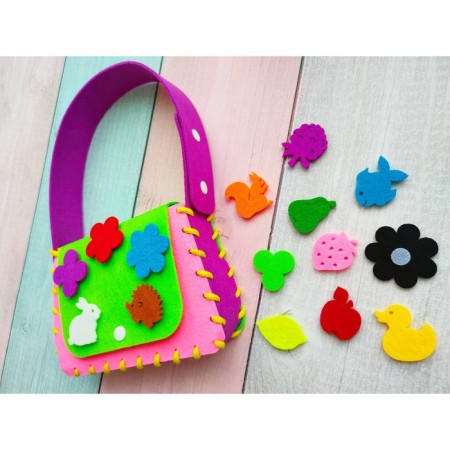 Designer made of felt "handbag with icons"