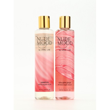 Gift set Ural Lab: shower gel and hair shampoo, 2x250 ml, rose and peony aroma-2