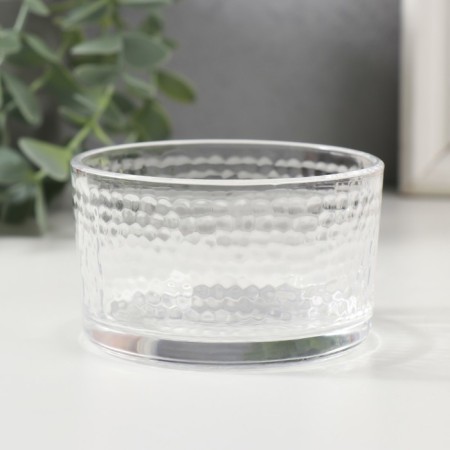 Glass of Glass for 1 candle "crumpled circle" transparent 8.8x8.8x5 cm-1