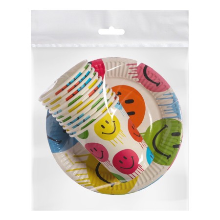 Set of paper utensils "Smile", 10 glasses, 10 plates-5