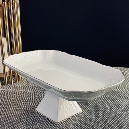 Rectangular dish Lenardi Maria Gold, on the leg, porcelain, length 35 cm