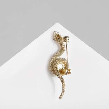 Brooch "Snake" rhombus, green color in gold-2