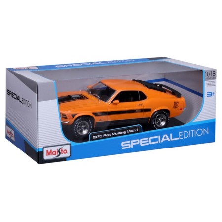 MASTO DIE-CAST 1970 FORD MUSTANG MACH 1, 1:18, Orange color with print-12