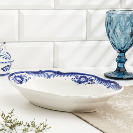 Dish, 25 x 18 x 5 cm, gzhel, cobalt-3
